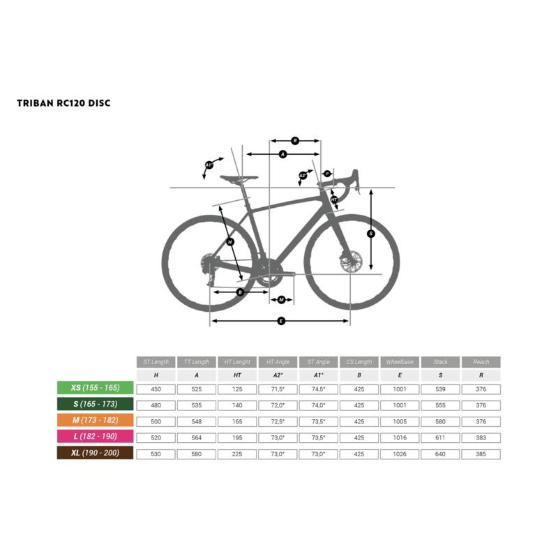 Vélo route Cyclotourisme RC120 Disque Gris Clair